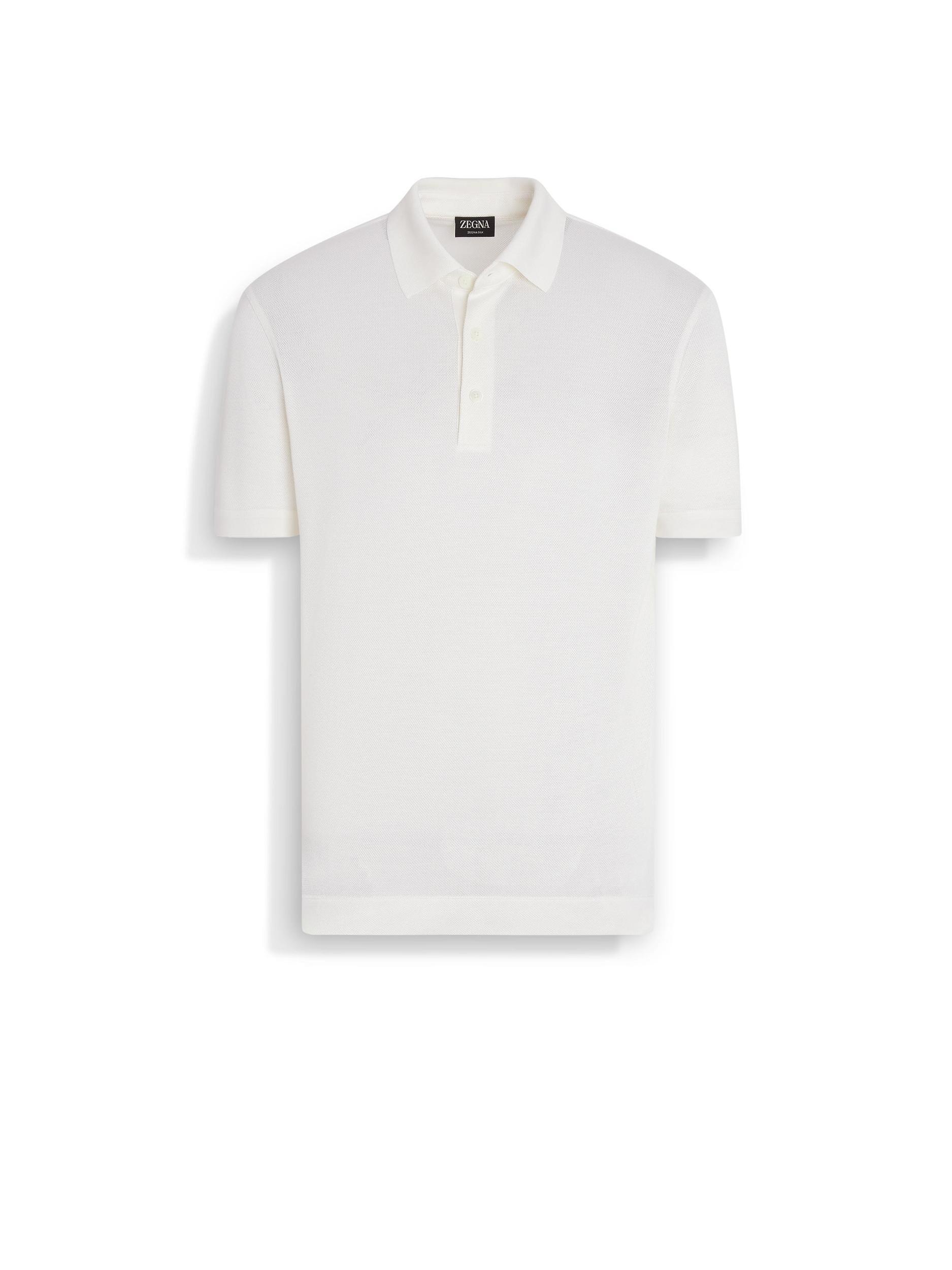 ZEGNA White  Silk Polo Shirt Product Image