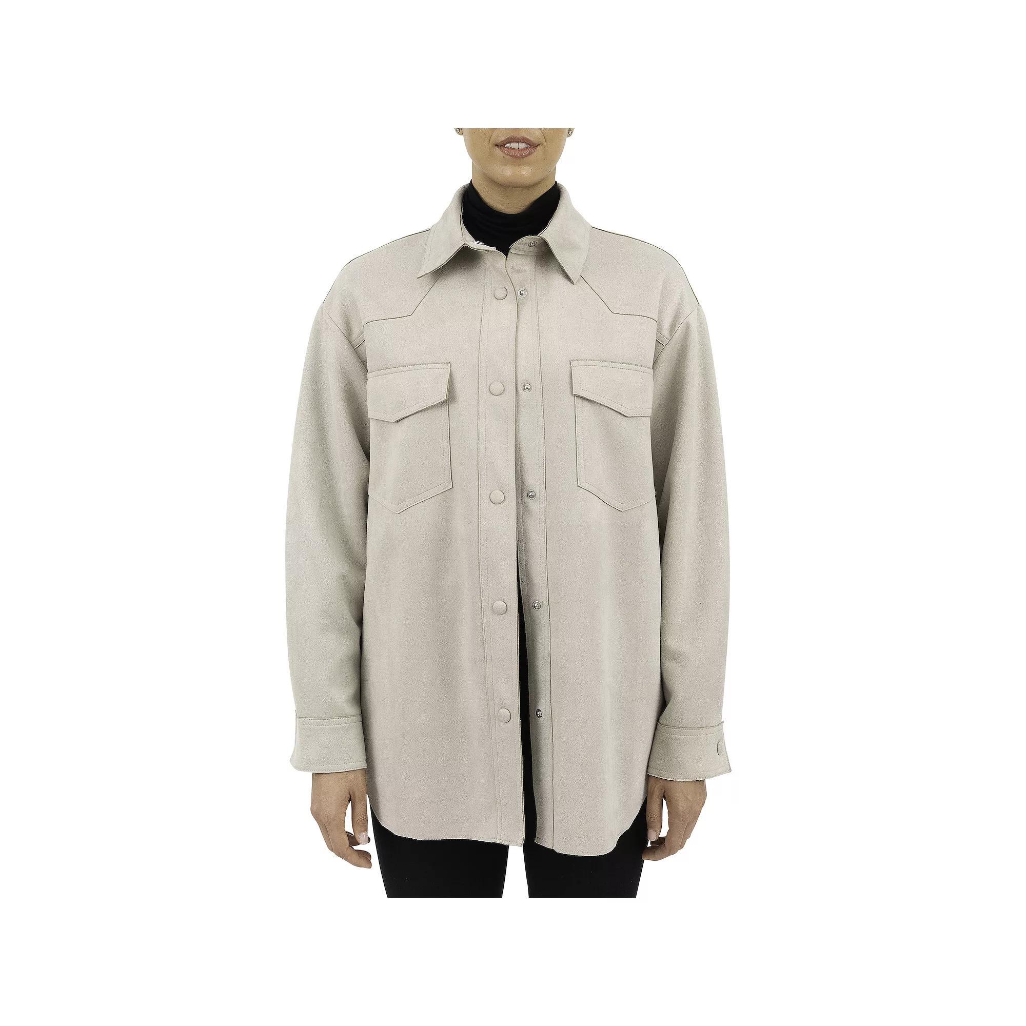 Women's Fleet Street Faux-Suede Shacket, Size: Medium, Fig Product Image