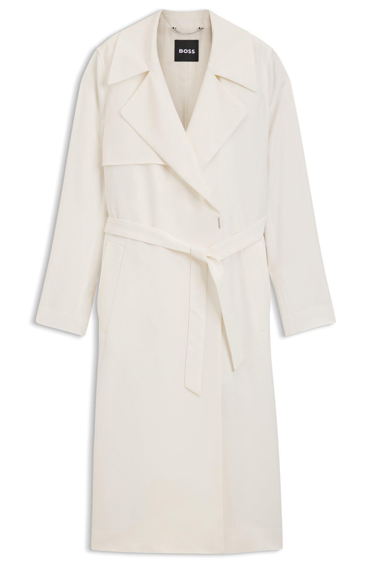 BOSS - Trench coat with fabric belt - White Product Image