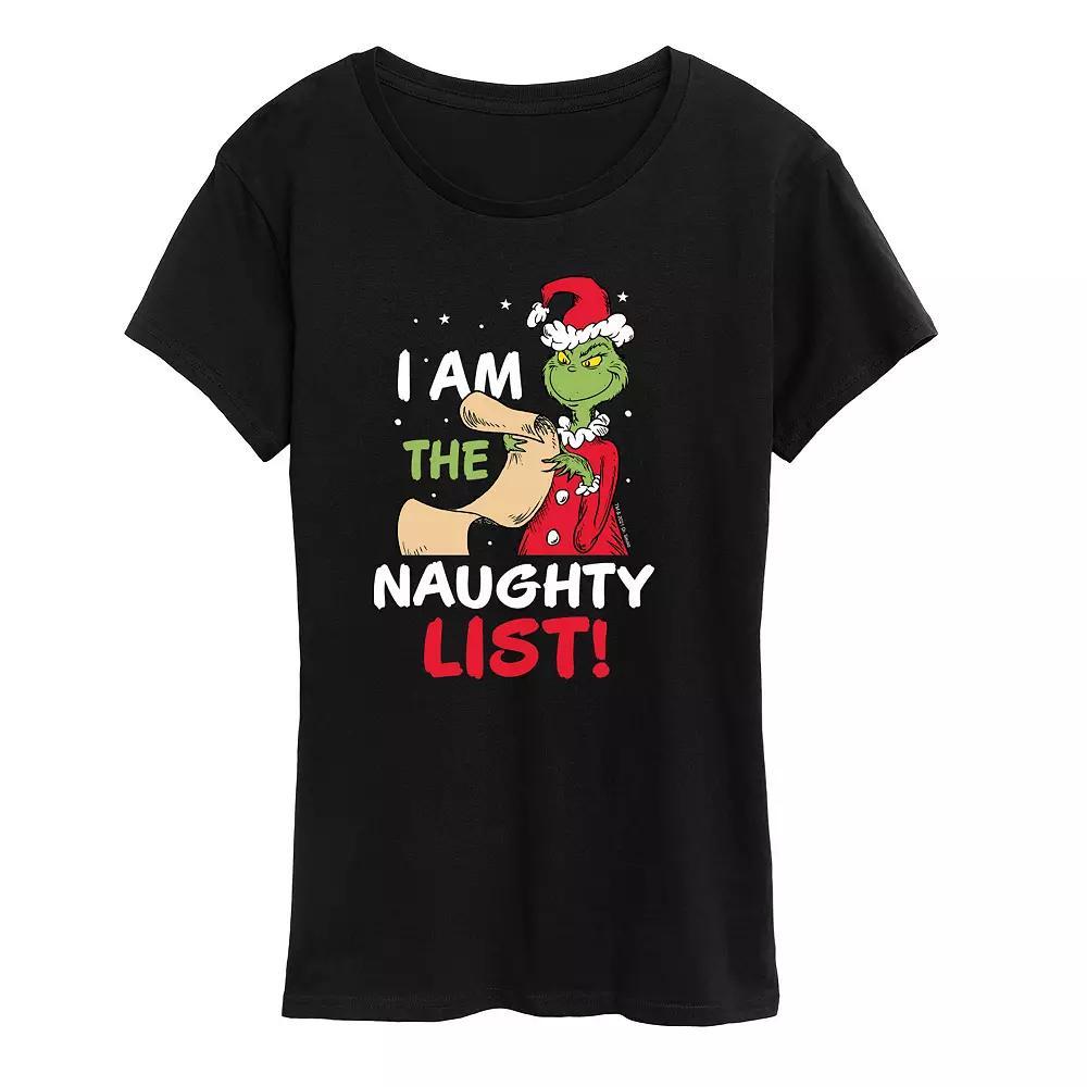 Women's Dr. Seuss The Grinch Naughty List Graphic Tee, Girl's, Size: XXL, Black Product Image