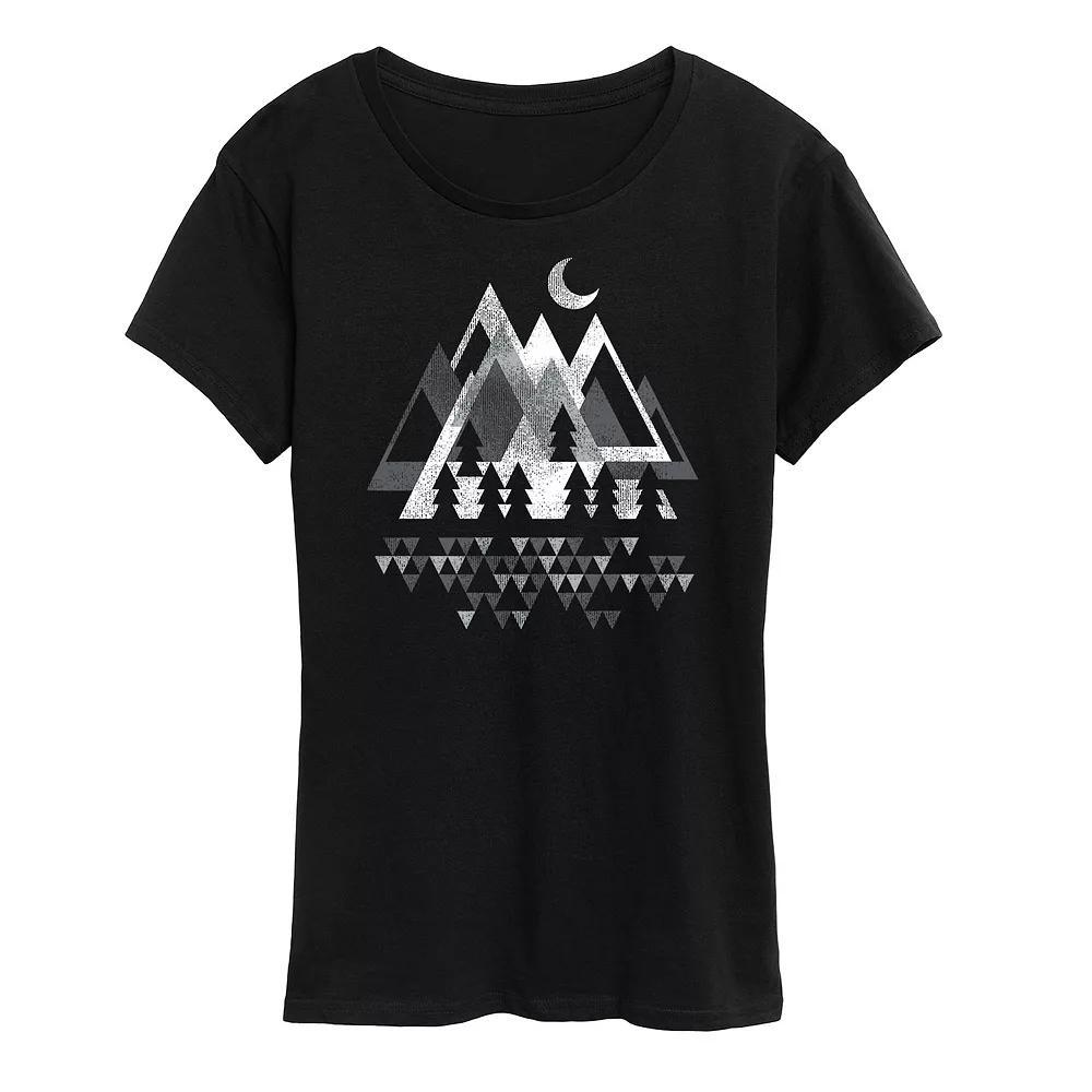 Women's Mountain Geometric Graphic Tee, Size: Medium, Black Product Image