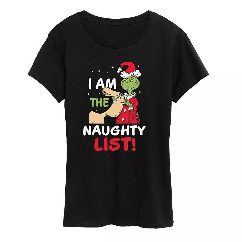 Women's Dr. Seuss The Grinch Naughty List Graphic Tee, Girl's, Size: XXL, Black Product Image