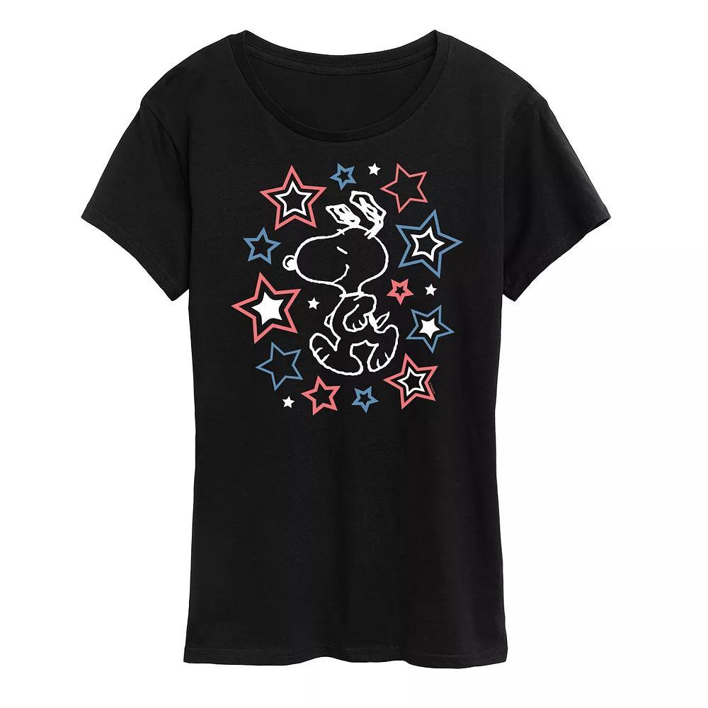 Women's Peanuts Snoopy Stars Graphic Tee, Size: Small, Black Product Image