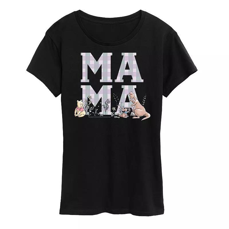 Disneys Minnie Mouse Womens Mama Grid Graphic Tee Grey Green Product Image