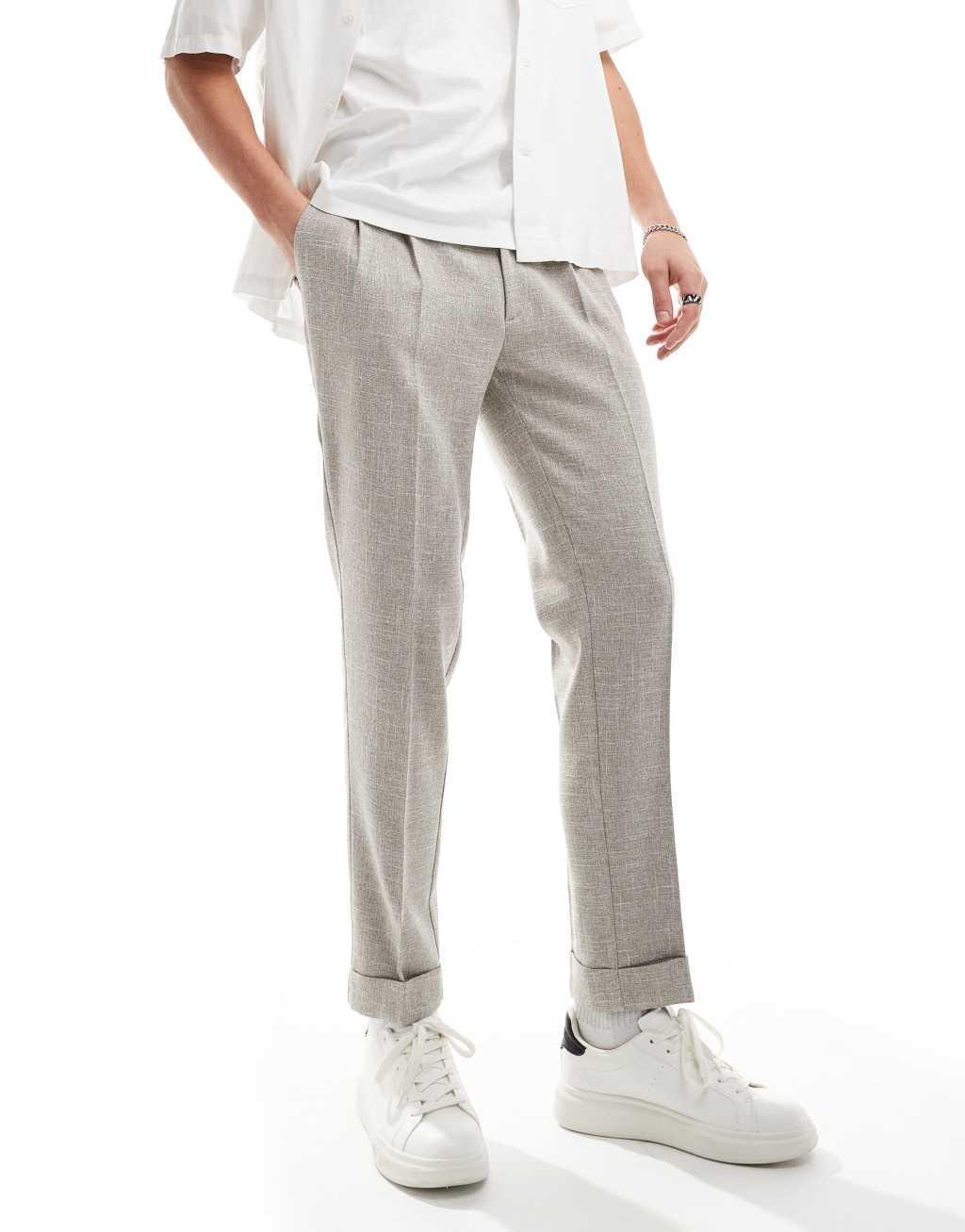 ASOS DESIGN smart tapered fit chino pants in light brown texture Product Image
