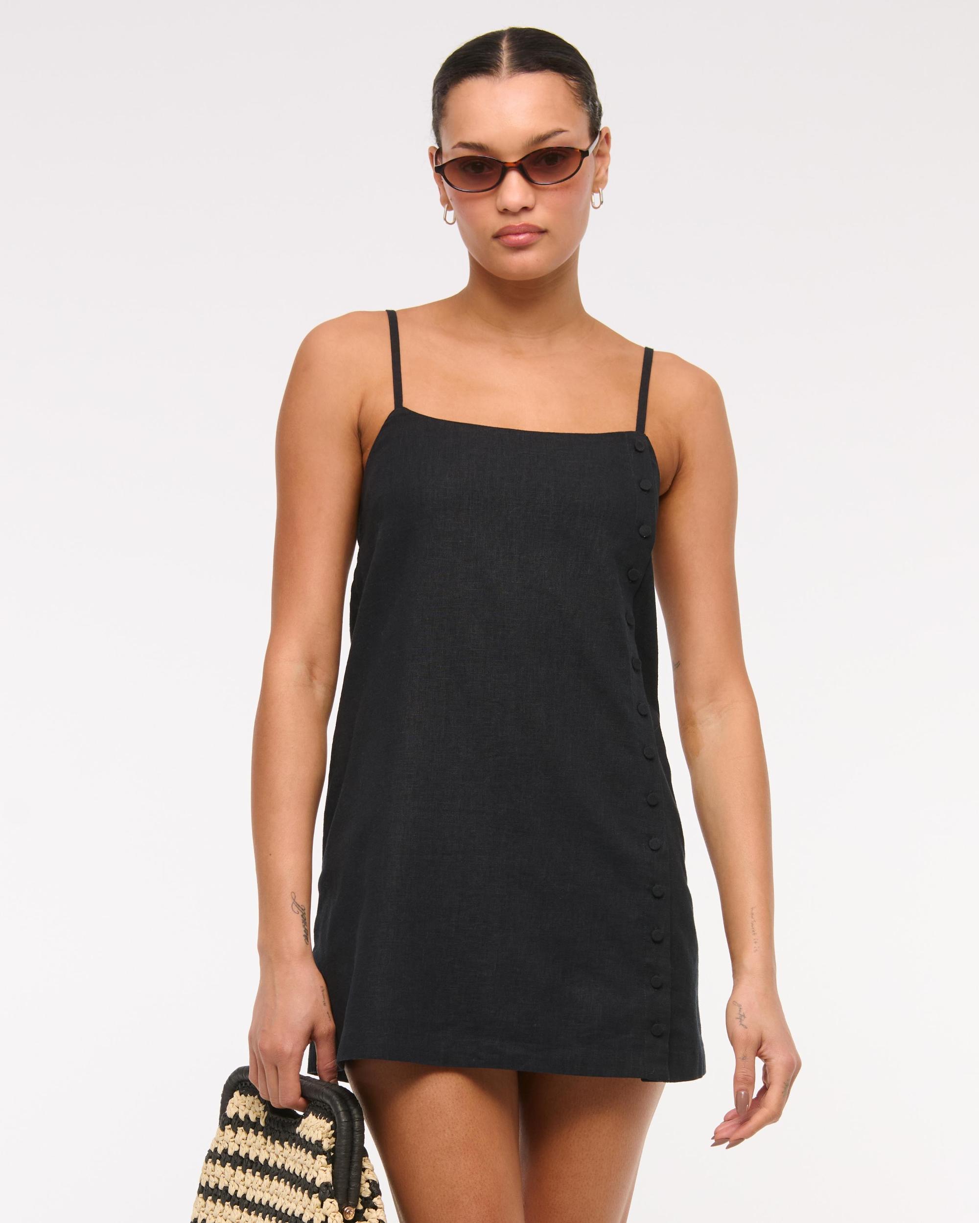 Linen-Blend Button Skort Product Image