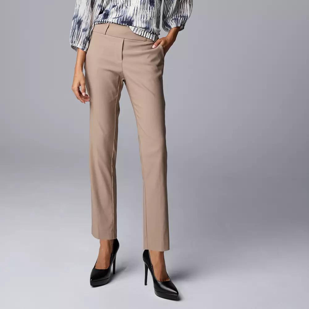 Petite Simply Vera Vera Wang Simply Polished Twill Ankle Pants, Women's, Size: Medium Petite, Brown Gray Product Image