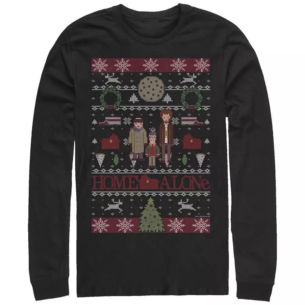 Big & Tall Home Alone Christmas Sweater Long Sleeve Graphic Tee, Men's, Size: Medium, Black Product Image