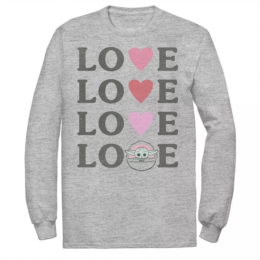 Men's Star Wars The Mandalorian The Child Love Text Stack Tee, Size: XXL, Athletic Grey Product Image