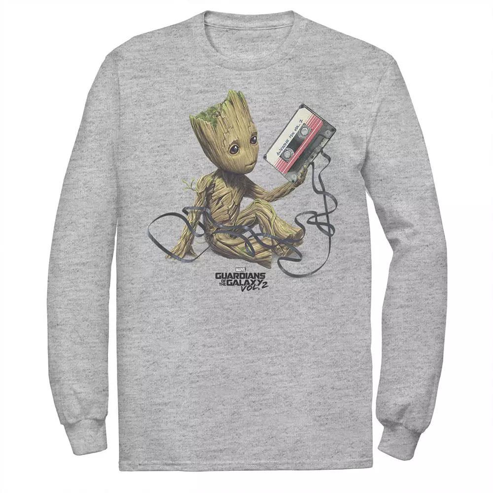Men's Marvel Guardians Of The Galaxy Vol. 2 Groot Tape Portrait Long Sleeve Graphic Tee, Size: XXL, Athletic Grey Product Image