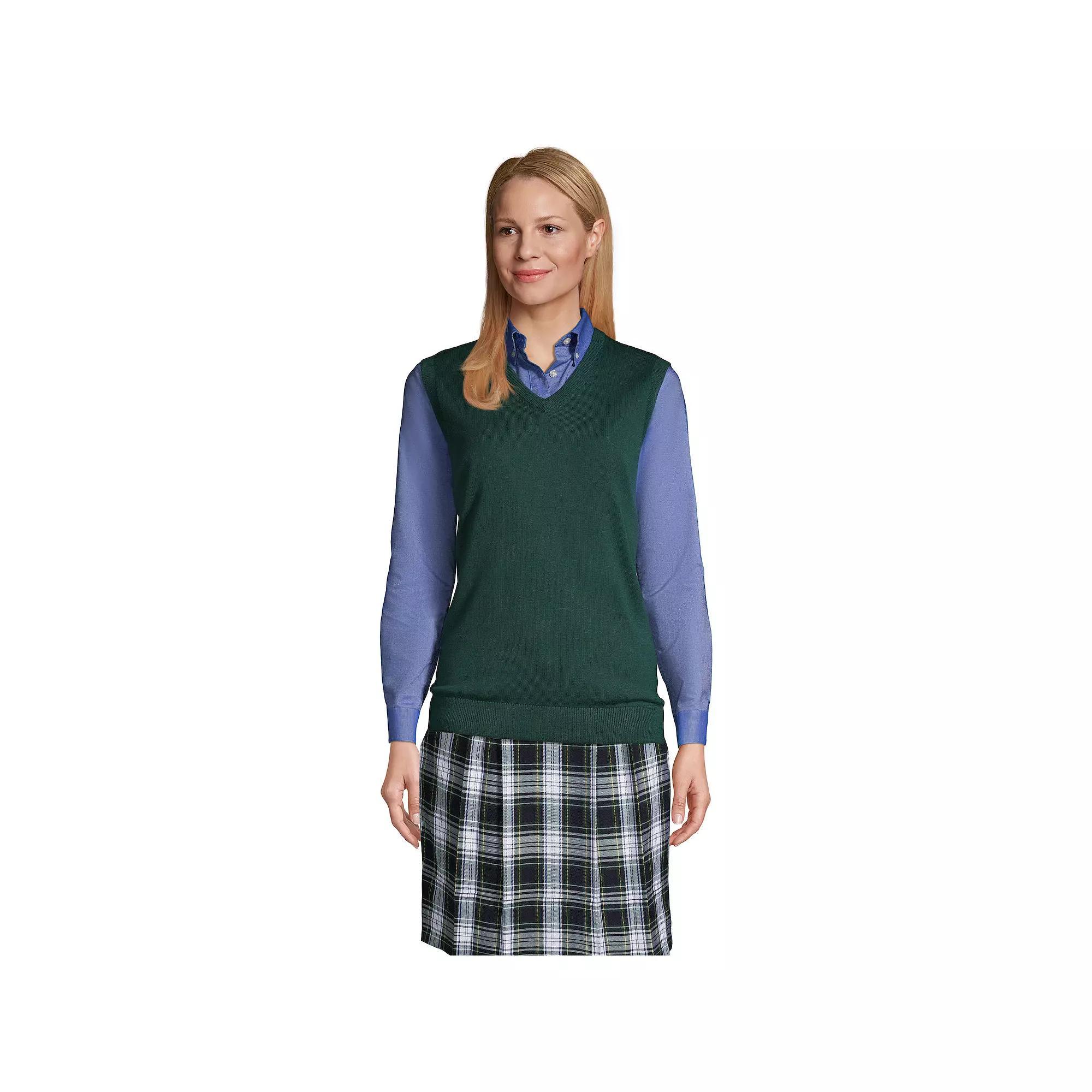 Women's Lands' End Cotton Modal Fine Gauge Sweater Vest, Size: Small, Classic Blue Product Image