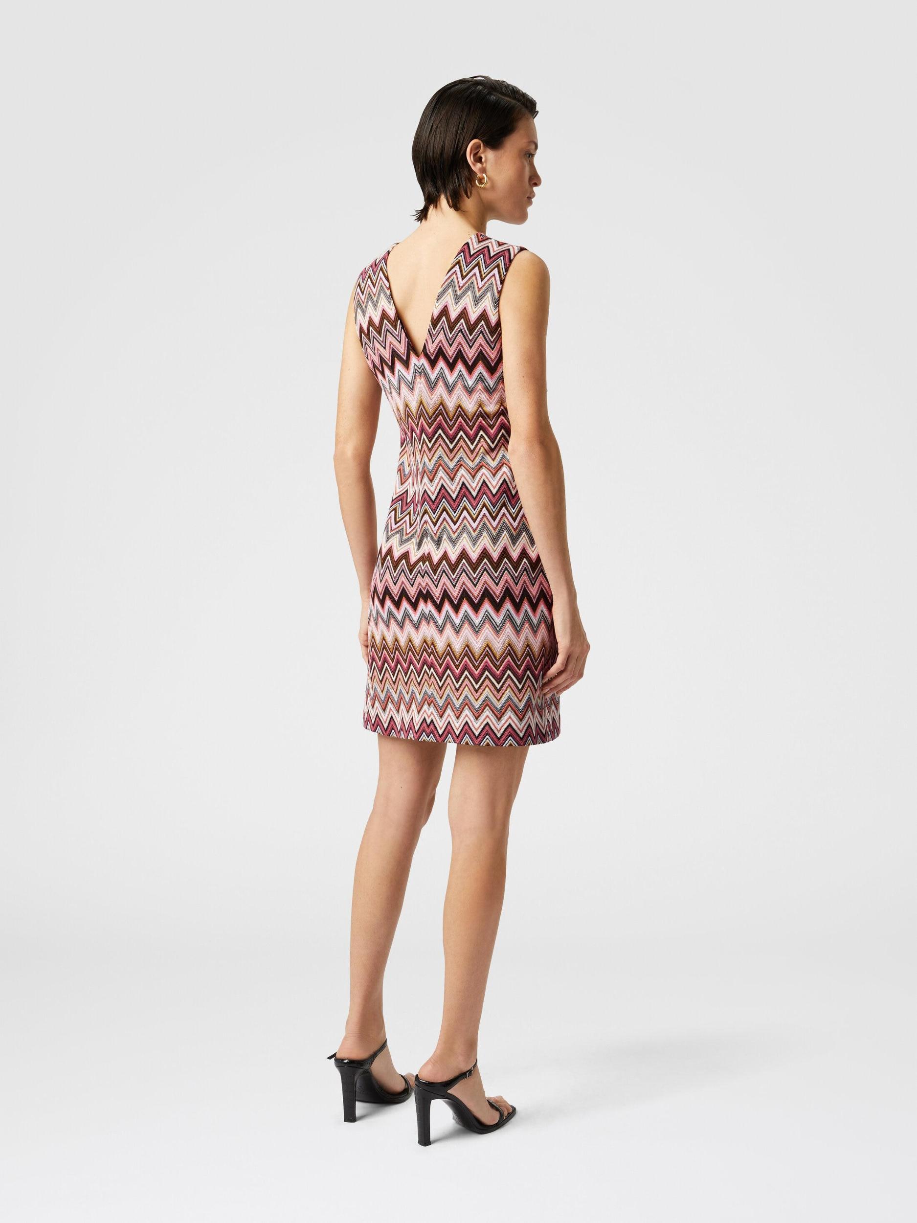 Sleeveless V-neck cotton and viscose zigzag mini-dress Product Image
