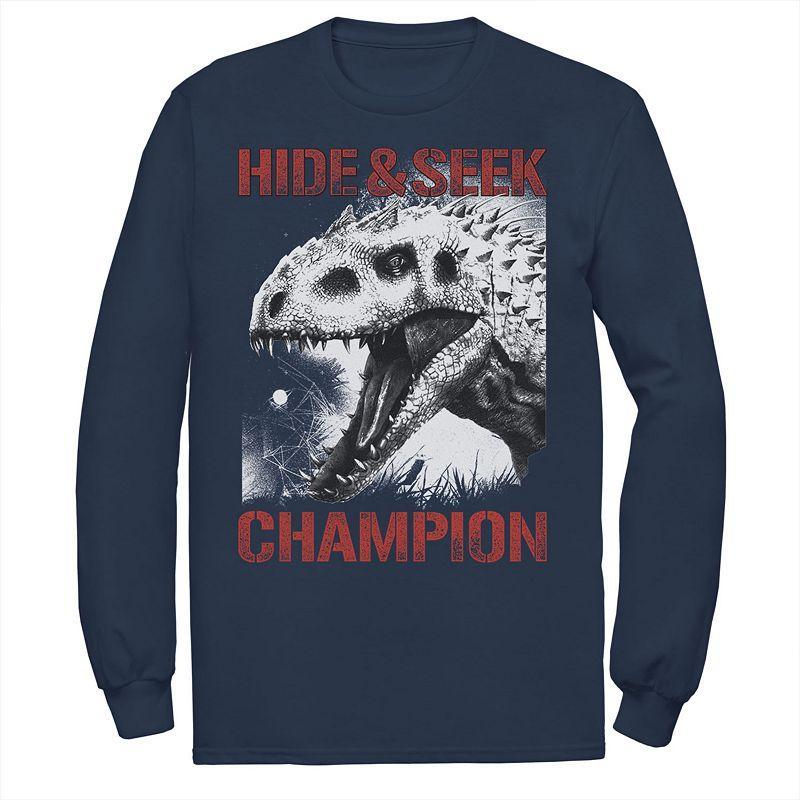 Men's Jurassic World Indominus Hide & Seek Champ Long Sleeve Graphic Tee, Size: Large, Black Product Image