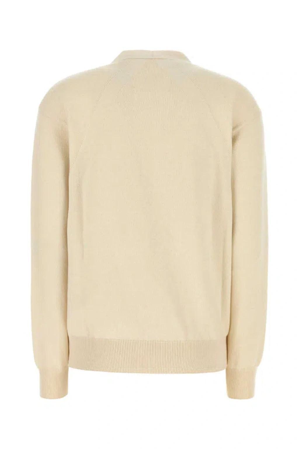 JIL SANDER Cotton Blend V-neck Cardigan With Long Sleeves In White Product Image