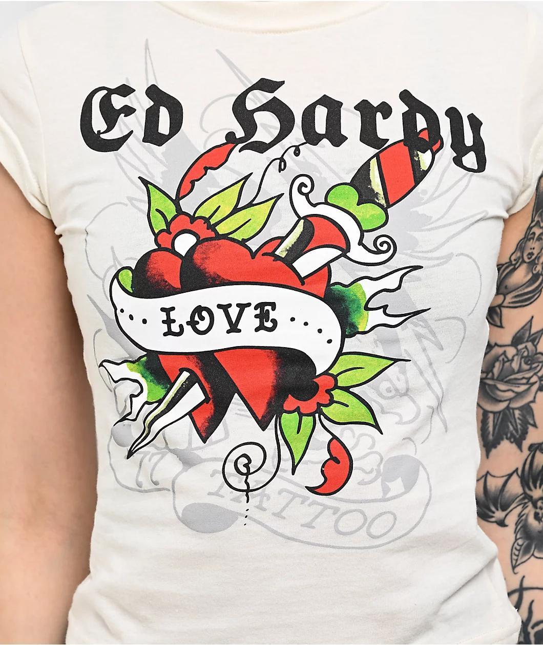 Ed Hardy Love Dagger Ivory T-Shirt Product Image