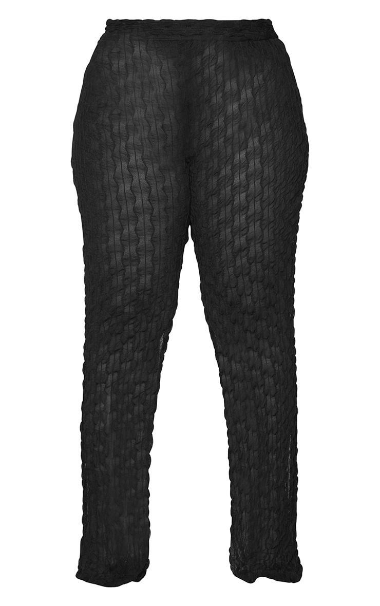 Plus Black Mesh Straight Leg Pants Product Image