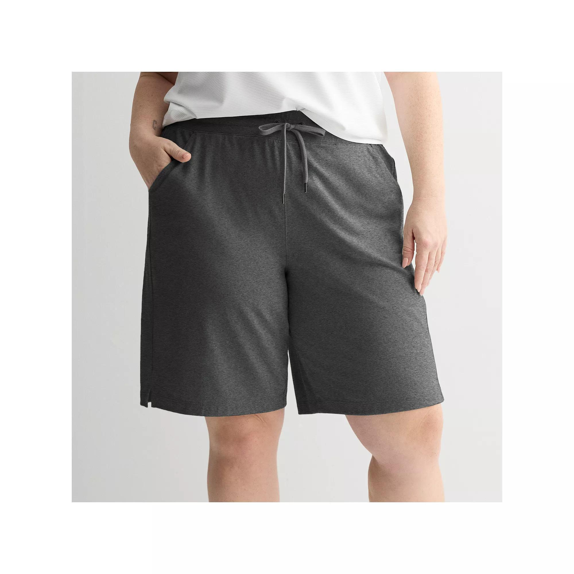 Plus Size Tek Gear® Essential Elastic Waist Bermuda Shorts, Women's, Size: 3XL, Medium Ink Grey Product Image