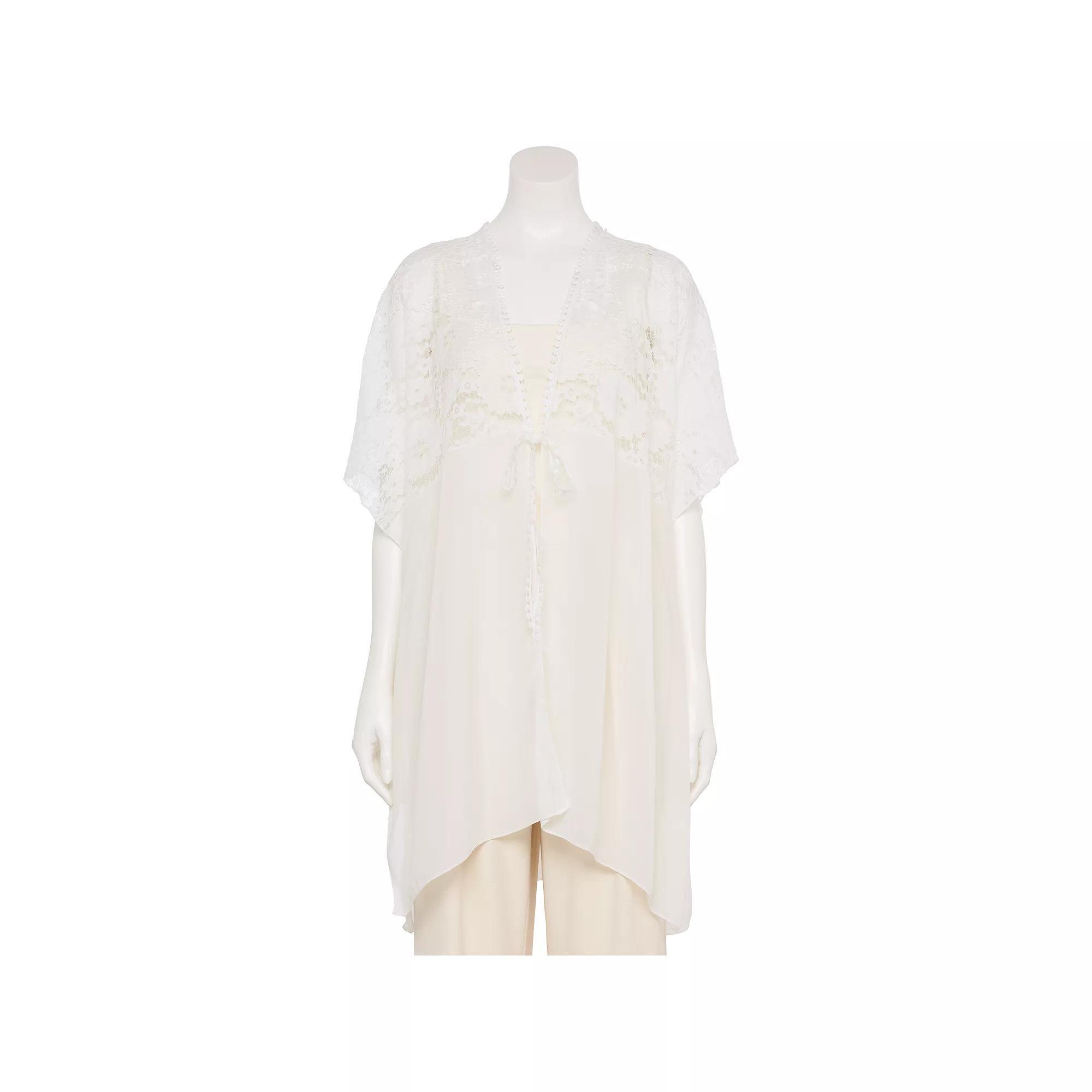 Women's CHARLOTTE DANIEL Laced Bust Kimono, White Product Image