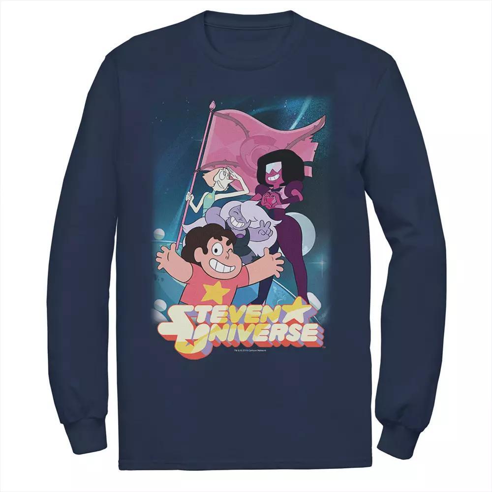 Men's CN Steven Universe Team Flag Poster Long Sleeve Graphic Tee, Size: Large, Blue Product Image