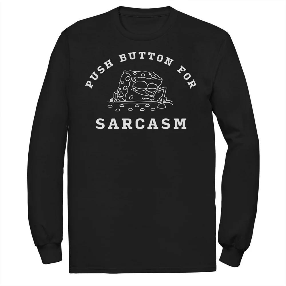 Men's SpongeBob SquarePants Sarcasm Button Tee, Size: Medium, Black Product Image