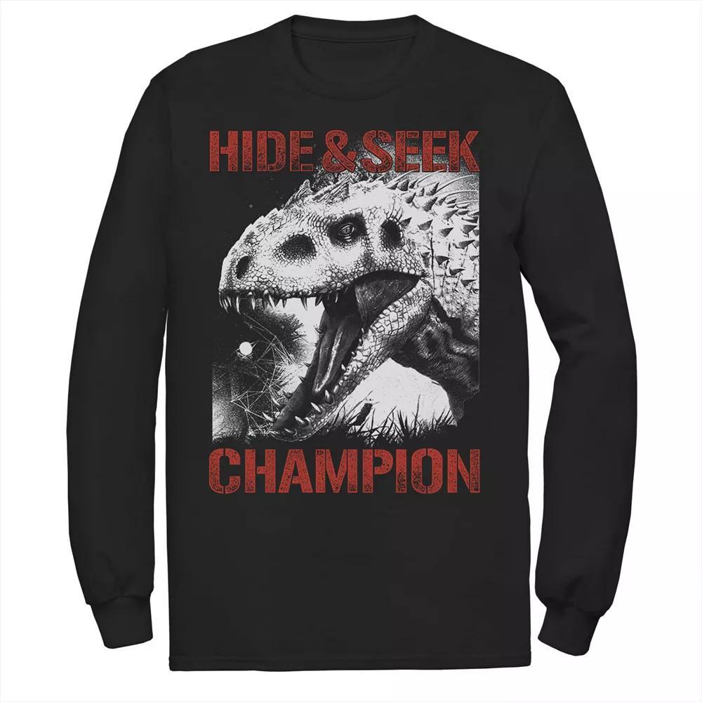 Men's Jurassic World Indominus Hide & Seek Champ Long Sleeve Graphic Tee, Size: Large, Black Product Image