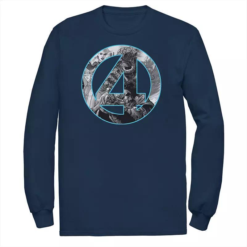 Men's Marvel Fantastic Four Comic Fill Center Chest Logo Tee, Size: Large, Blue Product Image