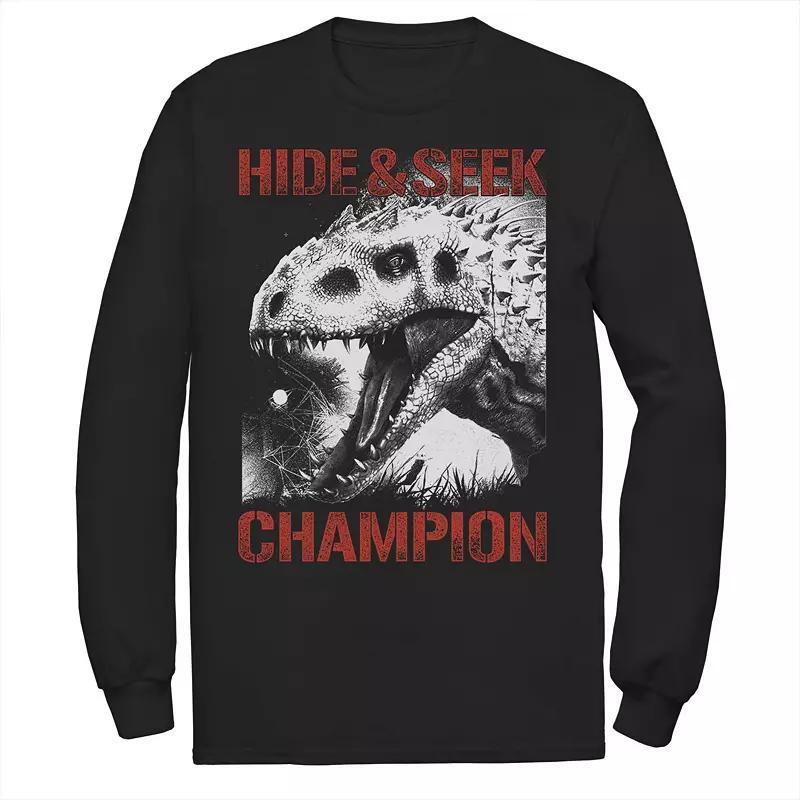 Men's Jurassic World Indominus Hide & Seek Champ Long Sleeve Graphic Tee, Size: Large, Black Product Image