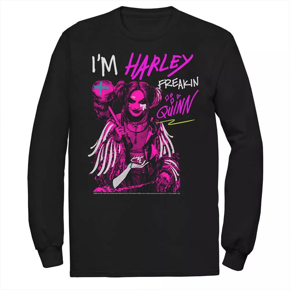 Men's Birds Of Prey I'm Harley Freakin' Quinn Long Sleeve Tee, Size: 3XL, Black Product Image