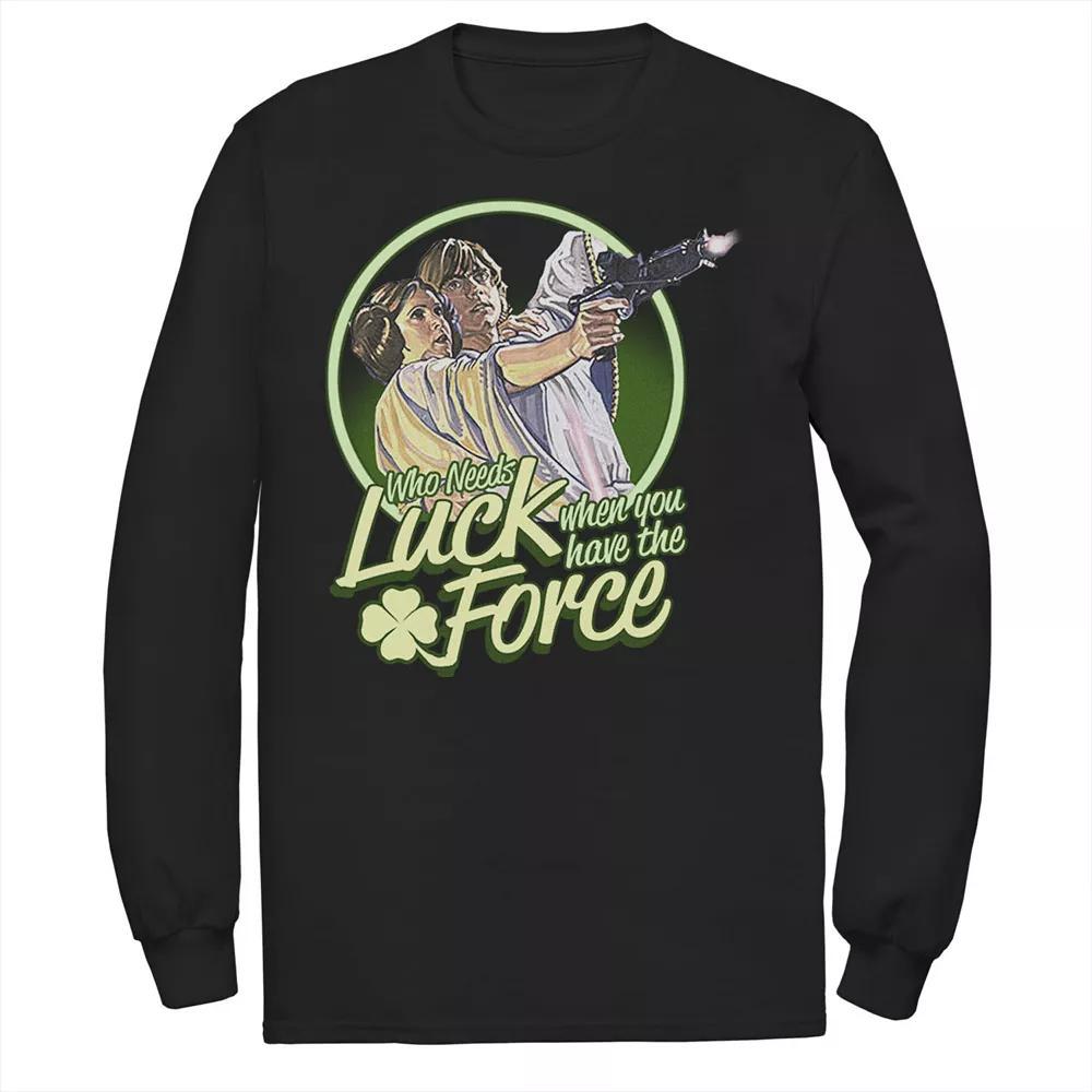 Men's Star Wars Who Needs Luck St. Patrick's Retro Tee, Size: Small, Black Product Image