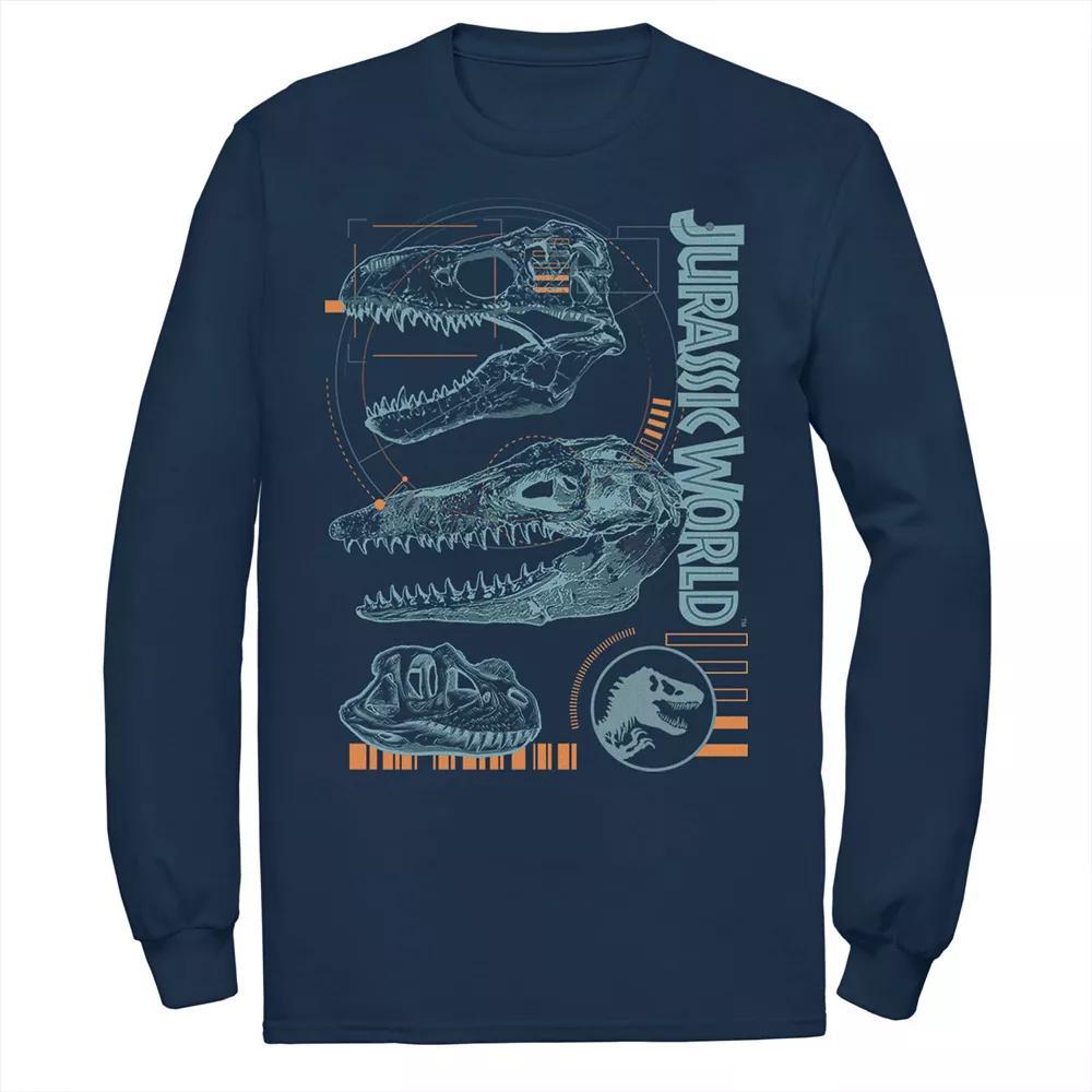 Men's Jurassic World Two Dinosaur Skull Schematic Tee, Size: Large, Black Product Image