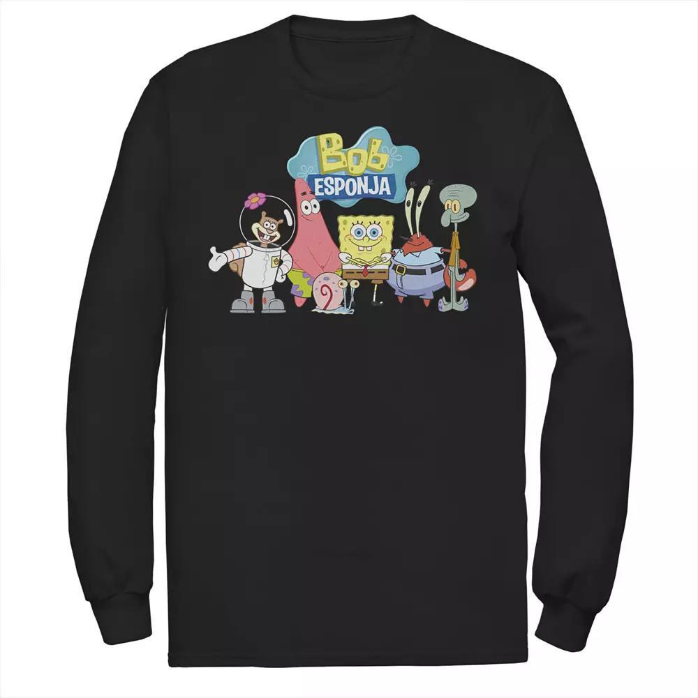 Men's Nickelodeon SpongeBob SquarePants Bob Esponja Happy Group Shot Long Sleeve Graphic Tee, Size: 3XL, Blue Product Image
