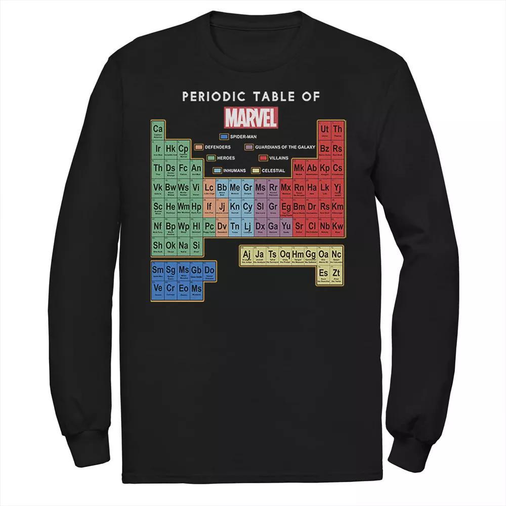 Big & Tall Marvel Ultimate Periodic Table Of Elements Long Sleeve Tee, Men's, Size: Large Tall, Black Product Image