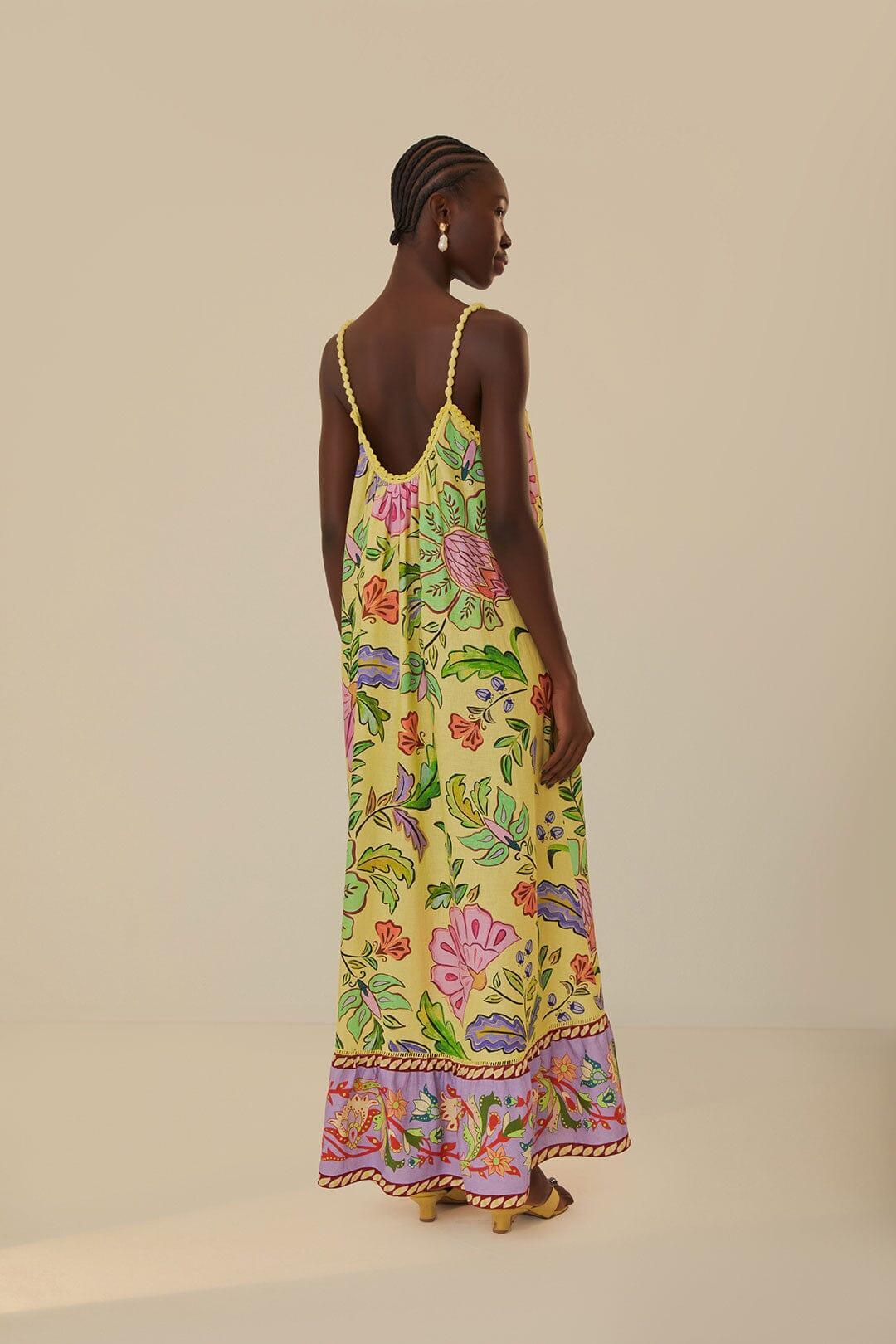 Yellow Floral Insects Maxi Dress Product Image