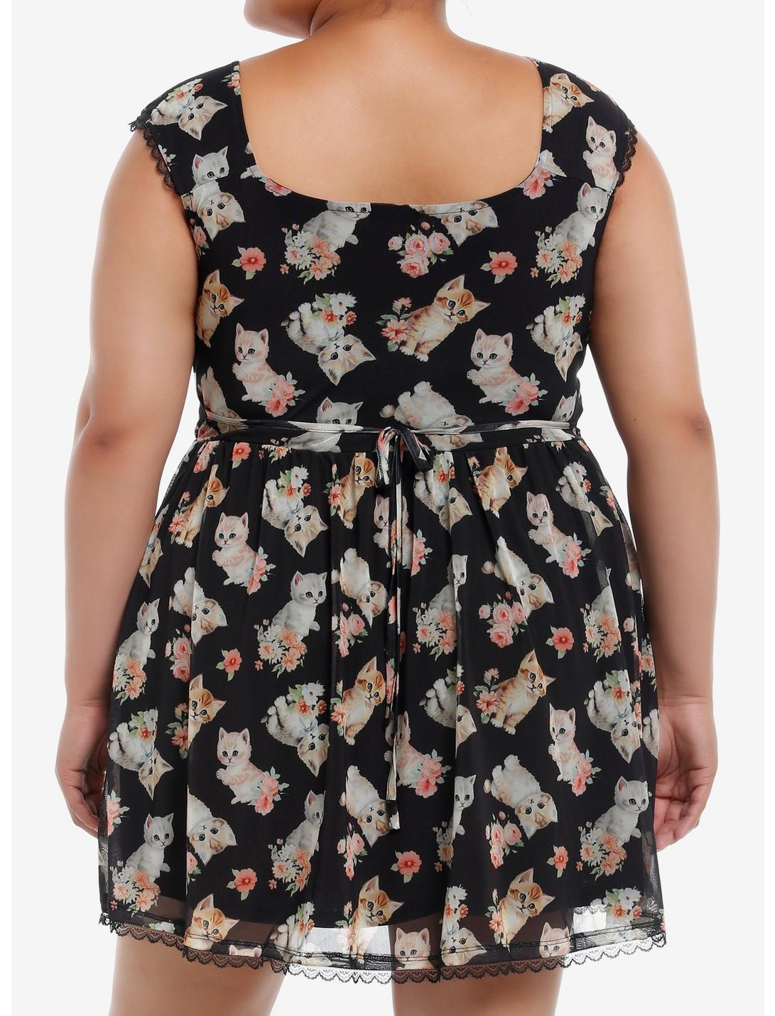 Sweet Society Kitten Roses Lace Mesh Dress Plus Size Product Image