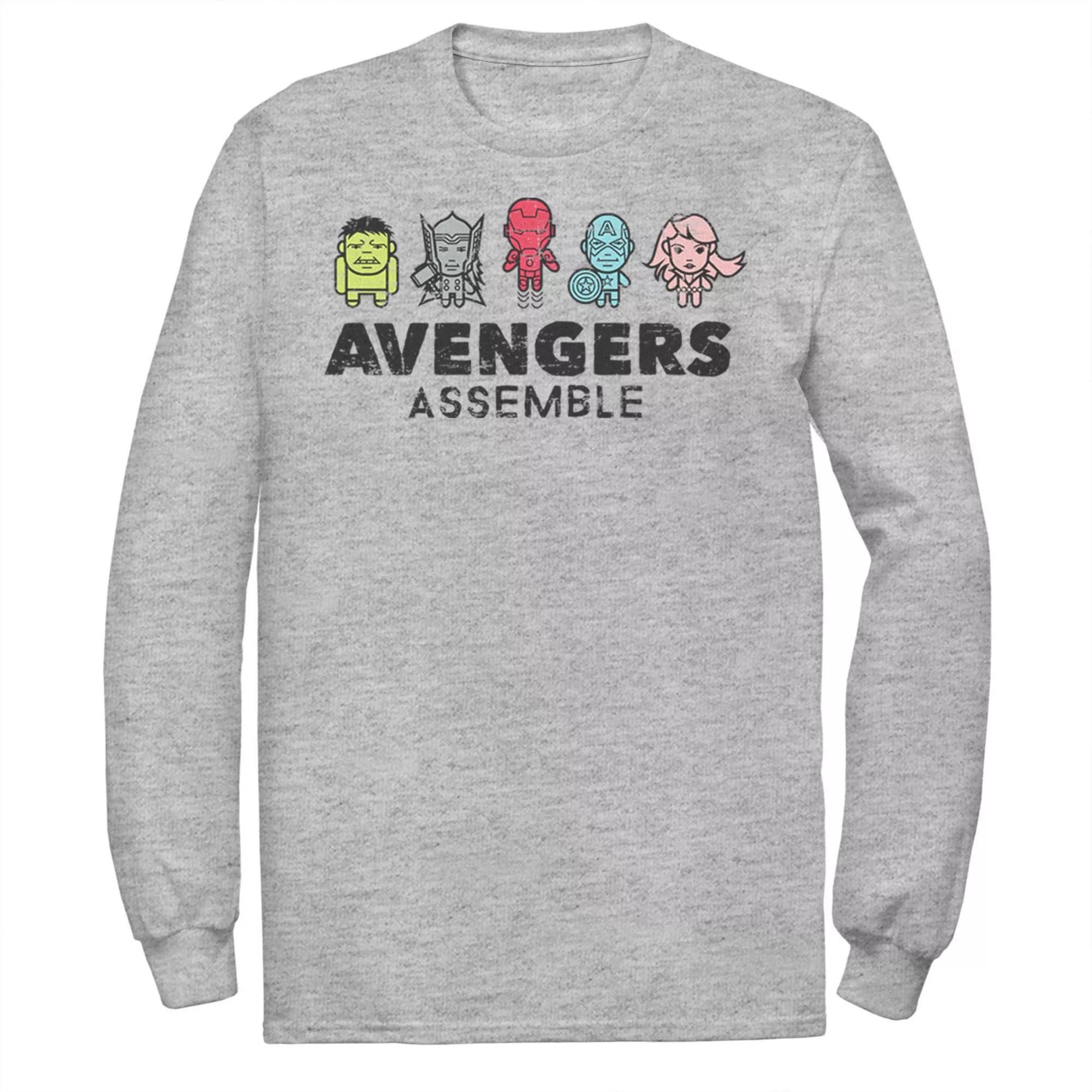 Men's Marvel Avengers Assemble Cartoon Chest Logo Graphic Tee, Size: Medium, Athletic Grey Product Image