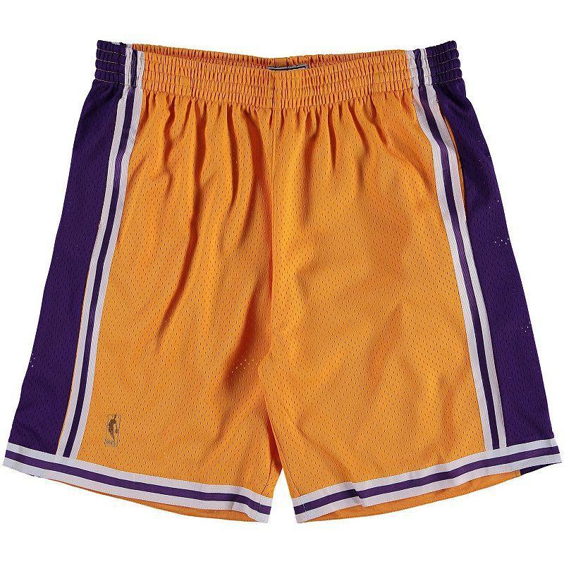 Men's Mitchell & Ness Gold Los Angeles Lakers Big & Tall Hardwood Classics Swingman Shorts, Size: 5XB Product Image
