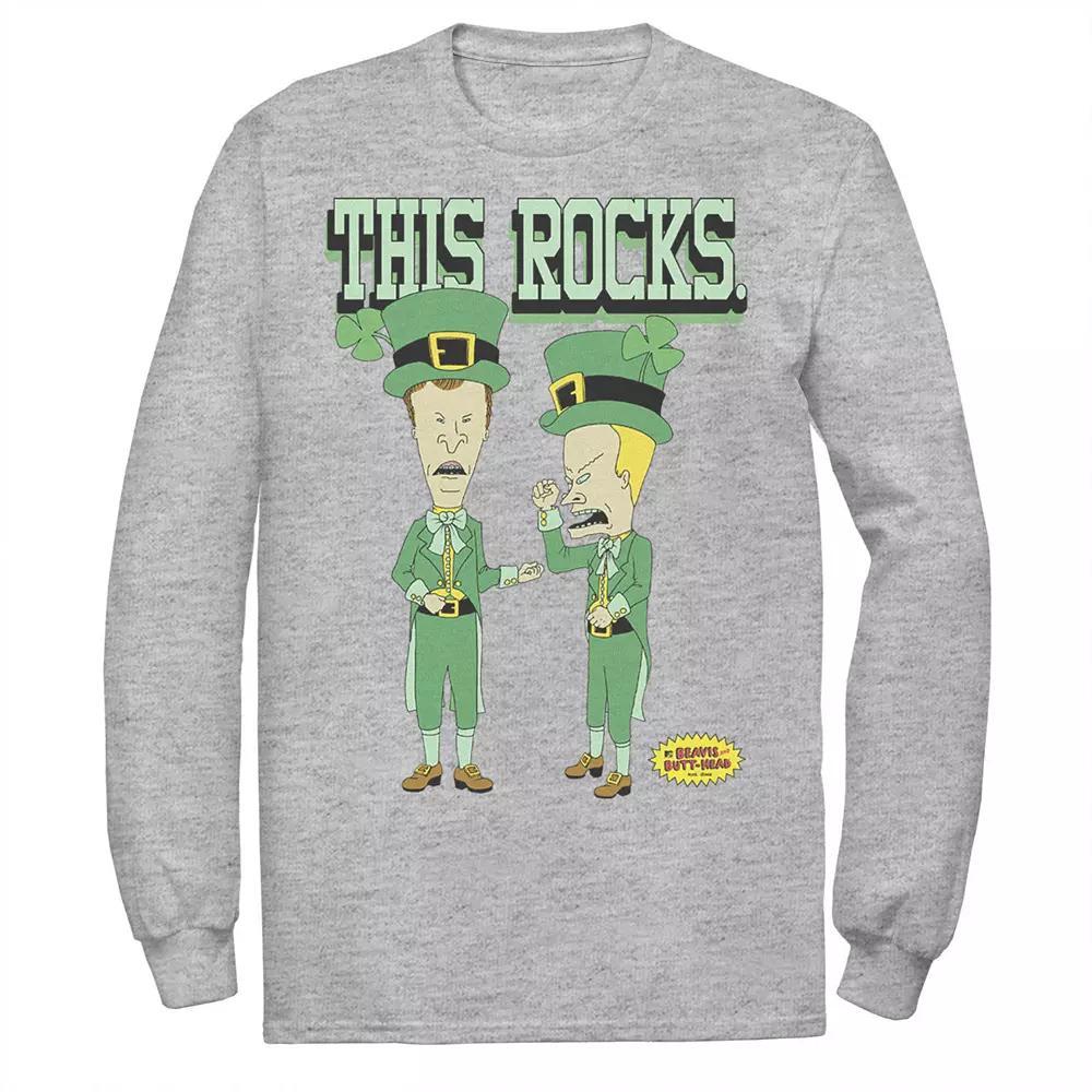 Men's Beavis And Butthead Rockin Sham St Patricks Day Tee, Size: Small, Athletic Grey Product Image