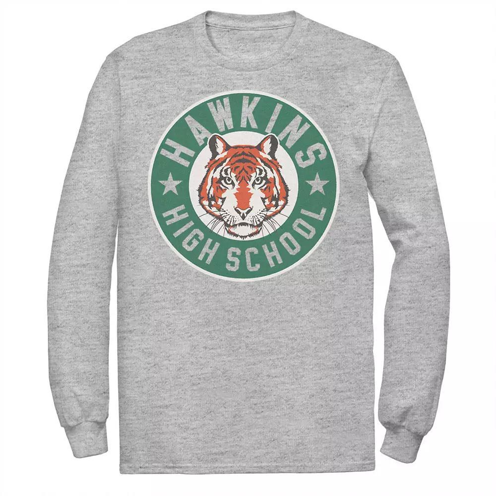 Men's Netflix Stranger Things Hawkins High School Logo Tee, Size: Medium, Athletic Grey Product Image