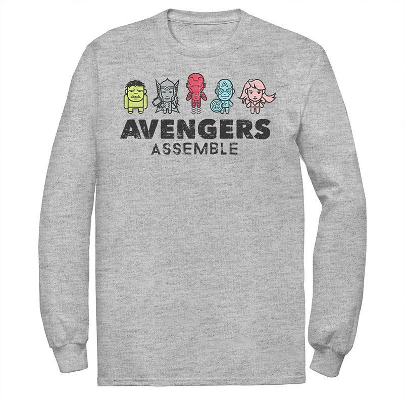 Men's Marvel Avengers Assemble Cartoon Chest Logo Graphic Tee, Size: Medium, Athletic Grey Product Image