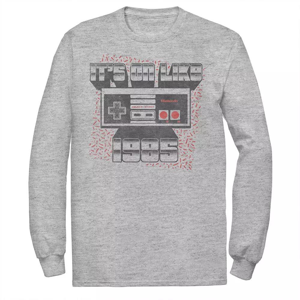 Men's Nintendo Gamer Boy Red Outline Hoodie, Size: XL, Athletic Grey Product Image