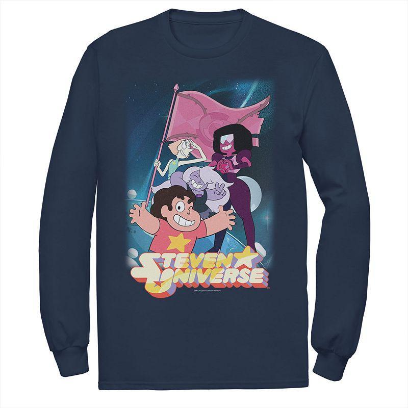 Men's CN Steven Universe Team Flag Poster Long Sleeve Graphic Tee, Size: Large, Blue Product Image