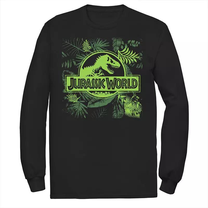 Men's Jurassic World Grey Jungle Classic Logo Long Sleeve Graphic Tee, Size: Large, Blue Product Image