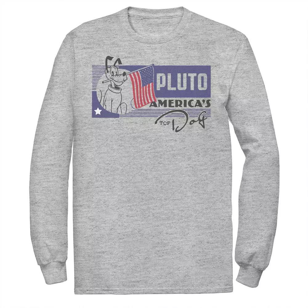Disney's Mickey Mouse & Friends Big & Tall Pluto America's Top Dog Long Sleeve Graphic Tee, Men's, Size: 4XL Tall, Athletic Grey Product Image