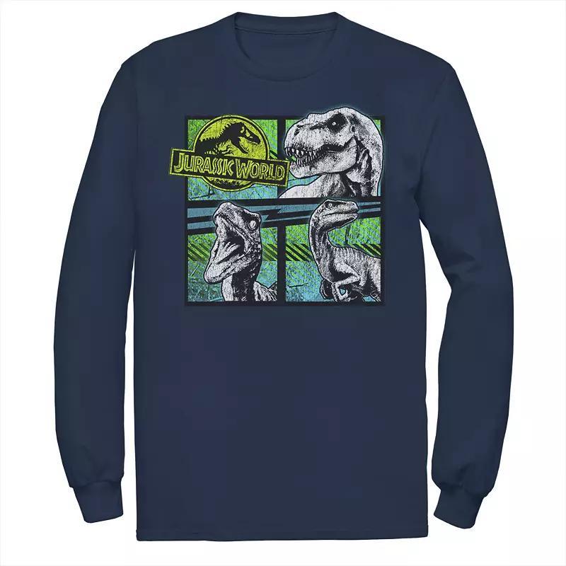 Men's Jurassic World Dinosaurs Group Of 3 Neon Long Sleeve Graphic Tee, Size: Small, Black Product Image