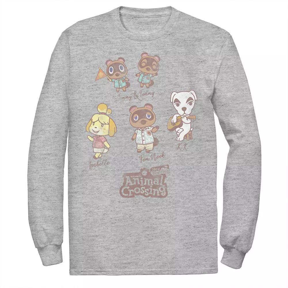 Men's Animal Crossing New Horizons Group Shot Names Tee, Size: Large, Athletic Grey Product Image