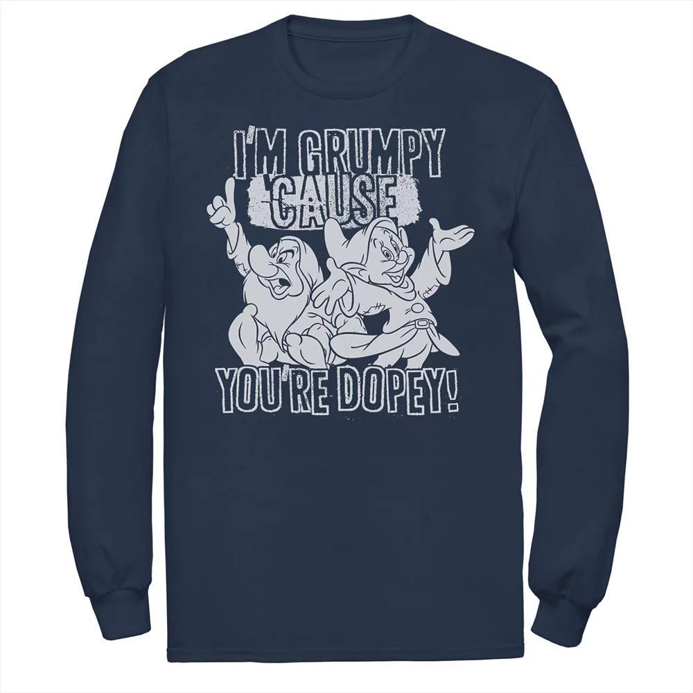 Men's Disney Snow White Grumpy Cause You're Dopey Long Sleeve Tee, Size: Small, Blue Product Image