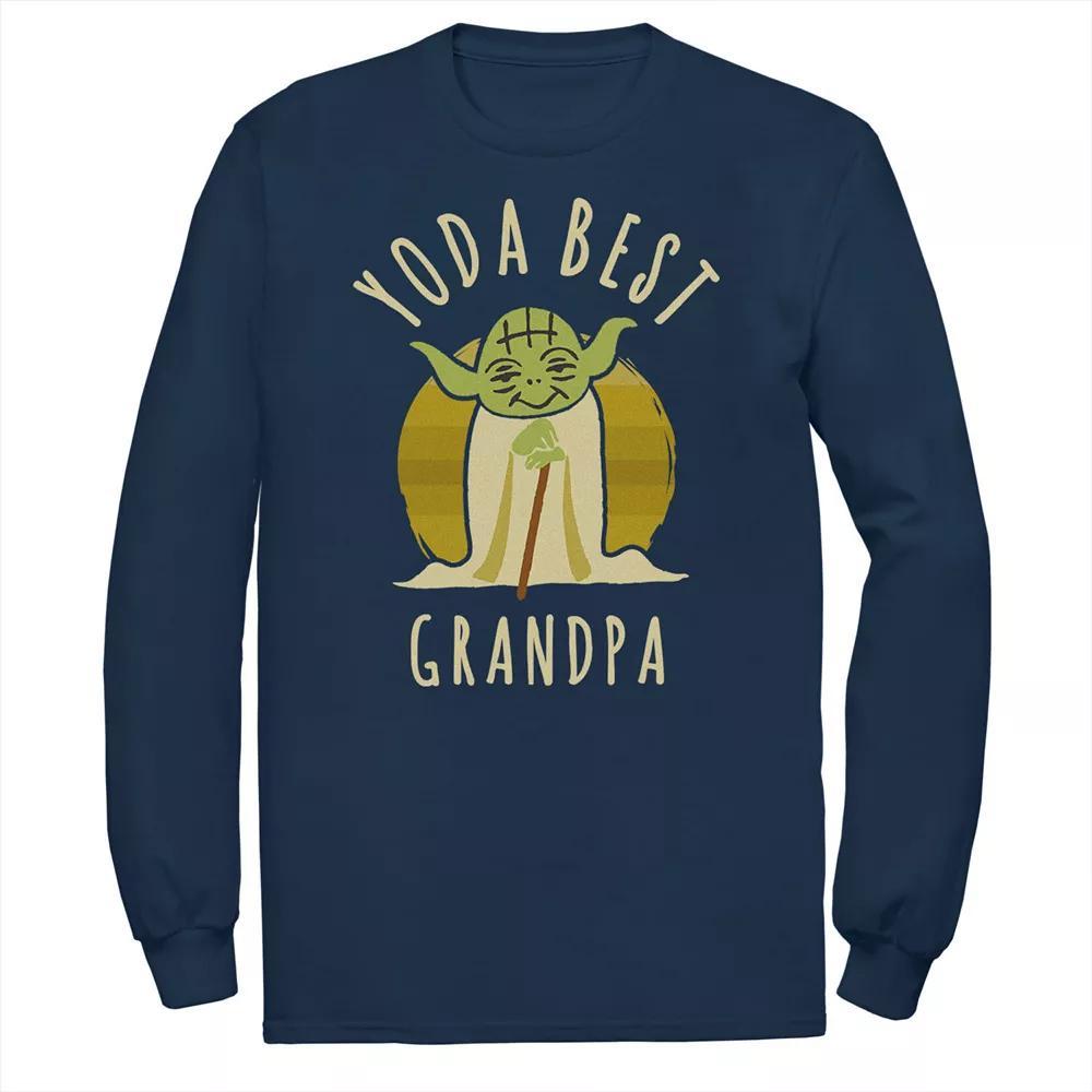 Big & Tall Star Wars Yoda Best Grandpa Cartoon Yoda Long Sleeve Graphic Tee, Men's, Size: 4XL Tall, Blue Product Image