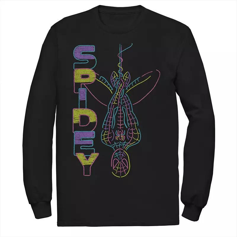 Men's Marvel Spider-Man Spidey Neon Line Art Tee, Size: Small, Black Product Image