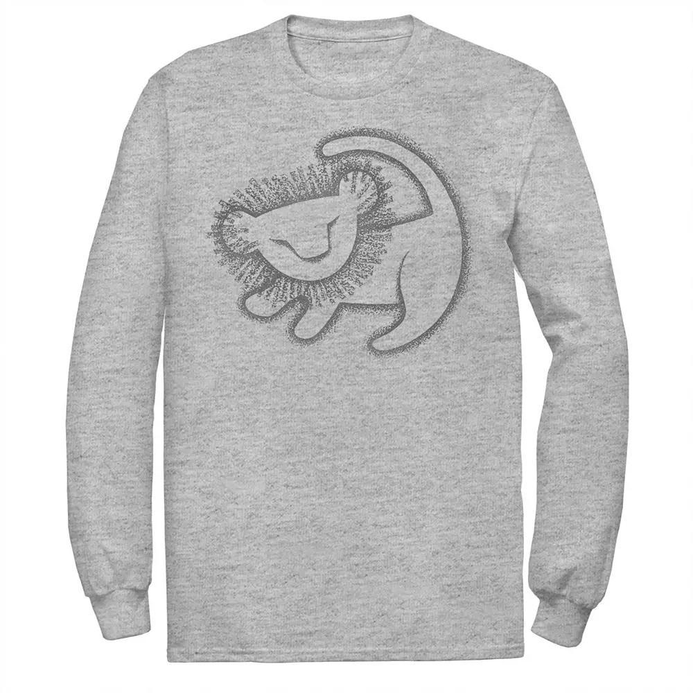 Men's Disney's The Lion King Simba Cave Painting Long Sleeve Tee, Size: XXL, Athletic Grey Product Image