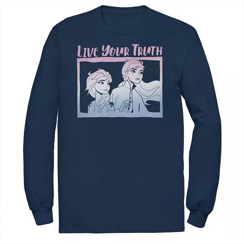Men's Frozen 2 Anna & Elsa Live Your Truth Tee, Size: Small, Blue Product Image